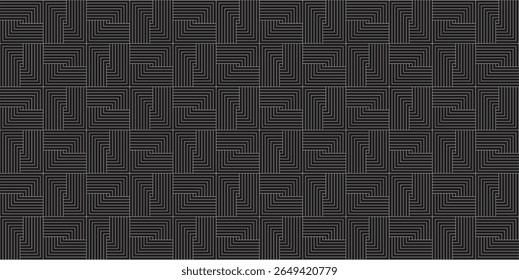 Seamless Patterns with Twisted Wavy Line Art in Modern Gray Tones for Minimalist Art and Templates, Seamless Patterns with Elegant Thin Line Stripes in Black  White, Clean Abstract Design for Modern U