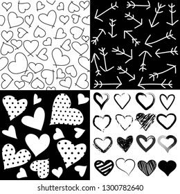 Seamless patterns for Valentine's day, set of 4