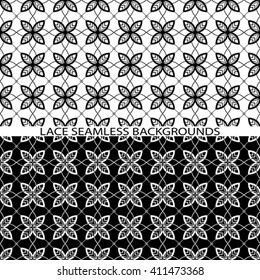Seamless patterns. Vector backgrounds lace. Vintage, wedding decoration, tile.