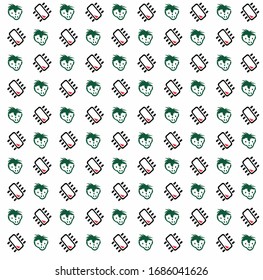 seamless patterns vector of electronic ic and strawberry