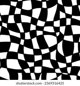 Seamless Patterns. Vector Ink Texture. Black And White Checkered Pattern.  Zentangle. Black and white doodle.