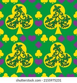Seamless patterns. Vector suits for playing cards. Fashionable design for fabric, wallpaper, textile and decor, and back cover design for playing cards.
