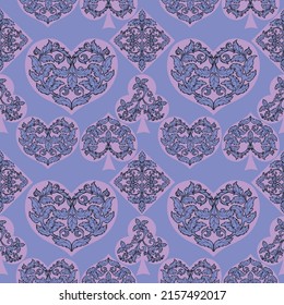 Seamless patterns. Vector suits for playing cards. Fashionable design for fabric, wallpaper, textile and decor, and back cover design for playing cards.
