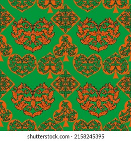 Seamless patterns. Vector suits for playing cards. Fashionable design for fabric, wallpaper, textile and decor, and back cover design for playing cards.
