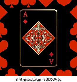 Seamless patterns. Vector suits for playing cards. Fashionable design for fabric, wallpaper, textile and decor, and back cover design for playing cards.
