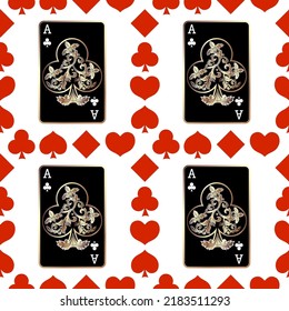 Seamless patterns. Vector suits for playing cards. Fashionable design for fabric, wallpaper, textile and decor, and back cover design for playing cards.

