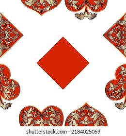 Seamless patterns. Vector suits for playing cards. Fashionable design for fabric, wallpaper, textile and decor, and back cover design for playing cards.
