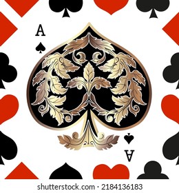 Seamless patterns. Vector suits for playing cards. Fashionable design for fabric, wallpaper, textile and decor, and back cover design for playing cards.

