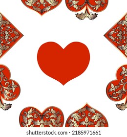 Seamless patterns. Vector suits for playing cards. Fashionable design for fabric, wallpaper, textile and decor, and back cover design for playing cards.
