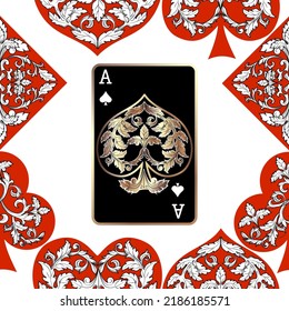 Seamless patterns. Vector suits for playing cards. Fashionable design for fabric, wallpaper, textile and decor, and back cover design for playing cards.
