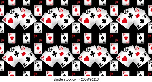 Seamless patterns. Vector suits for playing cards. Fashionable design for fabric, wallpaper, textile and decor, and back cover design for playing cards.
