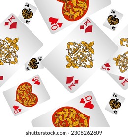 Seamless patterns. Vector suits for playing cards. Fashionable design for fabric, wallpaper, textile and decor, and back cover design for playing cards.
