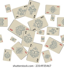 Seamless patterns. Vector suits for playing cards. Fashionable design for fabric, wallpaper, textile and decor, and back cover design for playing cards.