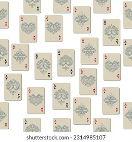 Seamless patterns. Vector suits for playing cards. Fashionable design for fabric, wallpaper, textile and decor, and back cover design for playing cards.