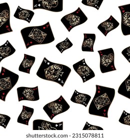 Seamless patterns. Vector suits for playing cards. Fashionable design for fabric, wallpaper, textile and decor, and back cover design for playing cards.
