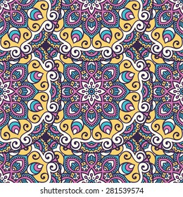 Seamless patterns. Vintage decorative elements. Hand drawn background. Islam, Arabic, Indian, ottoman motifs.