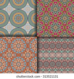 Seamless patterns. Vintage decorative elements. Hand drawn background. Islam, Arabic, Indian, ottoman motifs.