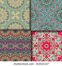 Seamless patterns. Vintage decorative elements. Hand drawn background. Islam, Arabic, Indian, ottoman motifs.