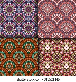 Seamless patterns. Vintage decorative elements. Hand drawn background. Islam, Arabic, Indian, ottoman motifs.