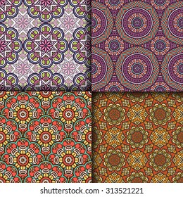 Seamless patterns. Vintage decorative elements. Hand drawn background. Islam, Arabic, Indian, ottoman motifs.