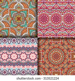 Seamless patterns. Vintage decorative elements. Hand drawn background. Islam, Arabic, Indian, ottoman motifs.