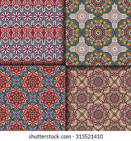 Seamless patterns. Vintage decorative elements. Hand drawn background. Islam, Arabic, Indian, ottoman motifs.
