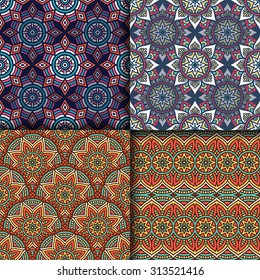 Seamless patterns. Vintage decorative elements. Hand drawn background. Islam, Arabic, Indian, ottoman motifs.