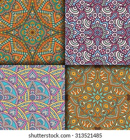 Seamless patterns. Vintage decorative elements. Hand drawn background. Islam, Arabic, Indian, ottoman motifs.