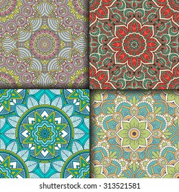 Seamless patterns. Vintage decorative elements. Hand drawn background. Islam, Arabic, Indian, ottoman motifs.