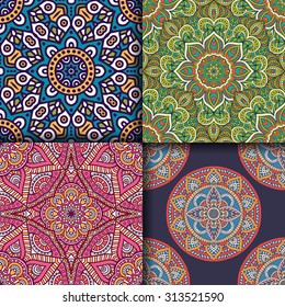 Seamless patterns. Vintage decorative elements. Hand drawn background. Islam, Arabic, Indian, ottoman motifs.