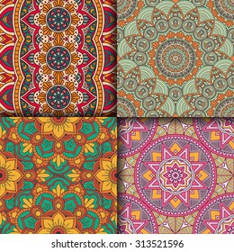 Seamless patterns. Vintage decorative elements. Hand drawn background. Islam, Arabic, Indian, ottoman motifs.