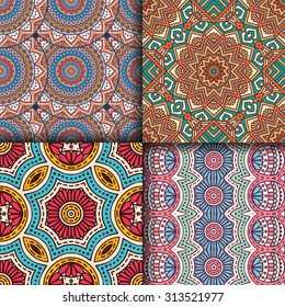 Seamless patterns. Vintage decorative elements. Hand drawn background. Islam, Arabic, Indian, ottoman motifs.