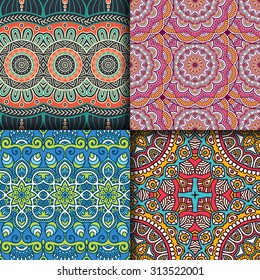 Seamless patterns. Vintage decorative elements. Hand drawn background. Islam, Arabic, Indian, ottoman motifs.
