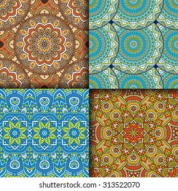 Seamless patterns. Vintage decorative elements. Hand drawn background. Islam, Arabic, Indian, ottoman motifs.