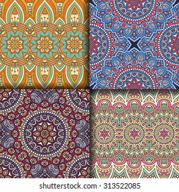 Seamless patterns. Vintage decorative elements. Hand drawn background. Islam, Arabic, Indian, ottoman motifs.