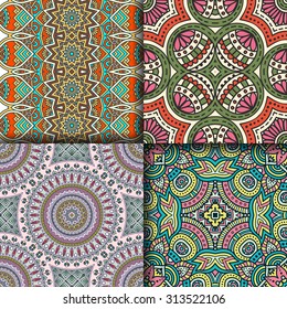 Seamless patterns. Vintage decorative elements. Hand drawn background. Islam, Arabic, Indian, ottoman motifs.