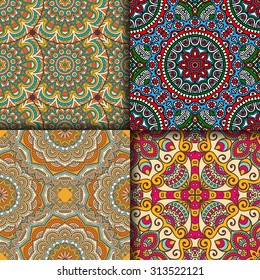 Seamless patterns. Vintage decorative elements. Hand drawn background. Islam, Arabic, Indian, ottoman motifs.