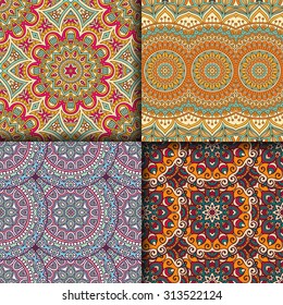 Seamless patterns. Vintage decorative elements. Hand drawn background. Islam, Arabic, Indian, ottoman motifs.