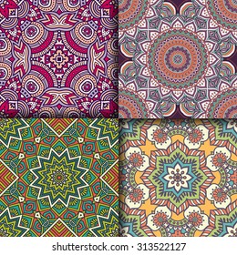 Seamless patterns. Vintage decorative elements. Hand drawn background. Islam, Arabic, Indian, ottoman motifs.