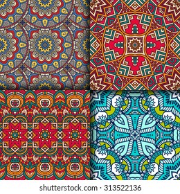 Seamless patterns. Vintage decorative elements. Hand drawn background. Islam, Arabic, Indian, ottoman motifs.