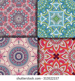 Seamless patterns. Vintage decorative elements. Hand drawn background. Islam, Arabic, Indian, ottoman motifs.