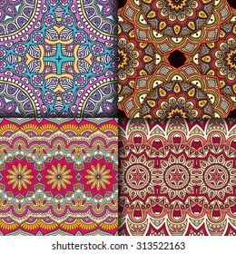 Seamless patterns. Vintage decorative elements. Hand drawn background. Islam, Arabic, Indian, ottoman motifs.