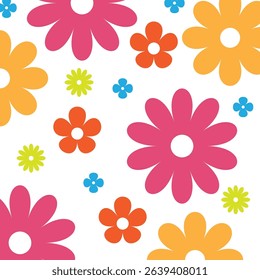 seamless patterns with vintage groovy flowers. Retro floral vector background surface design, textile, wallpaper, wrapping paper, covers
