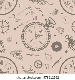 Seamless patterns watch. Vintage