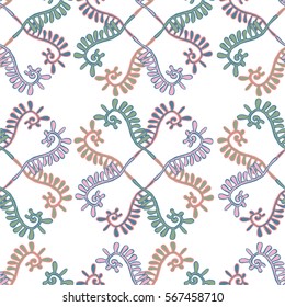 Seamless patterns with wild plants and herbs. Abstract vector illustration.