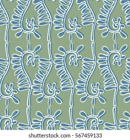 Seamless patterns with wild plants and herbs. Abstract vector illustration.