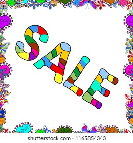 Seamless pattern.SALE Promotion banner, price tag, discount sticker, badge, poster. Picture in white, blue and black colors. VIP SALE starts today promo banner with lettering word SALE. Vector.