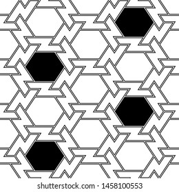 Seamless pattern.Shapes wallpaper. Hexagons, figures ornament. Polygonal motif. Geometrical backdrop. Digital paper, textile print, abstract.Geometric background. Vector