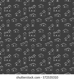 Seamless  pattern.Simple houses in the Scandinavian style.