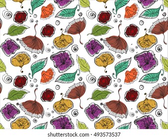  Seamless pattern,sketch flowers,floral pattern,chic vectors,print and pattern